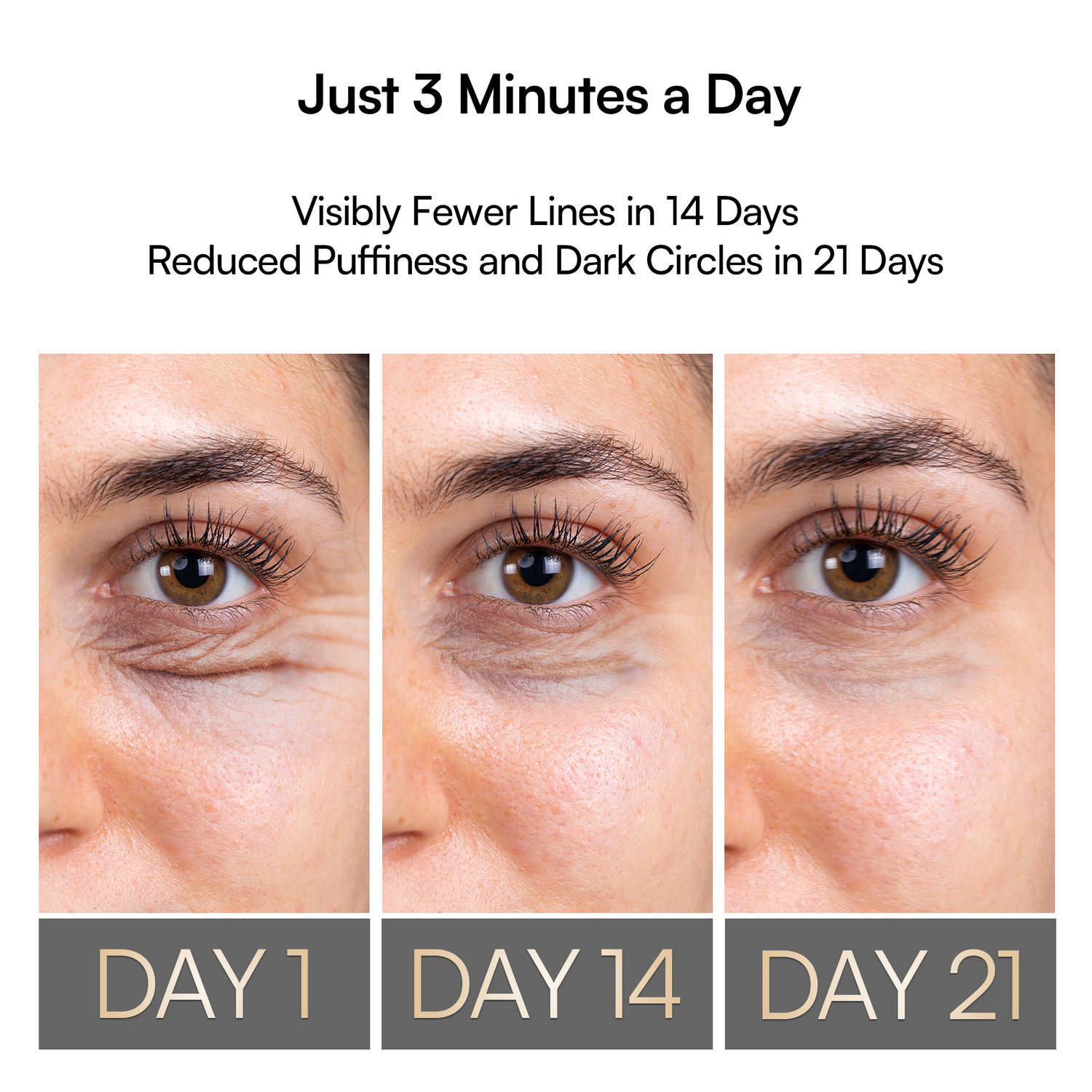 INIA LUMIN Eye: Reduces wrinkles, puffiness. Day 1, 14, 21 results. Anti-aging skincare device.