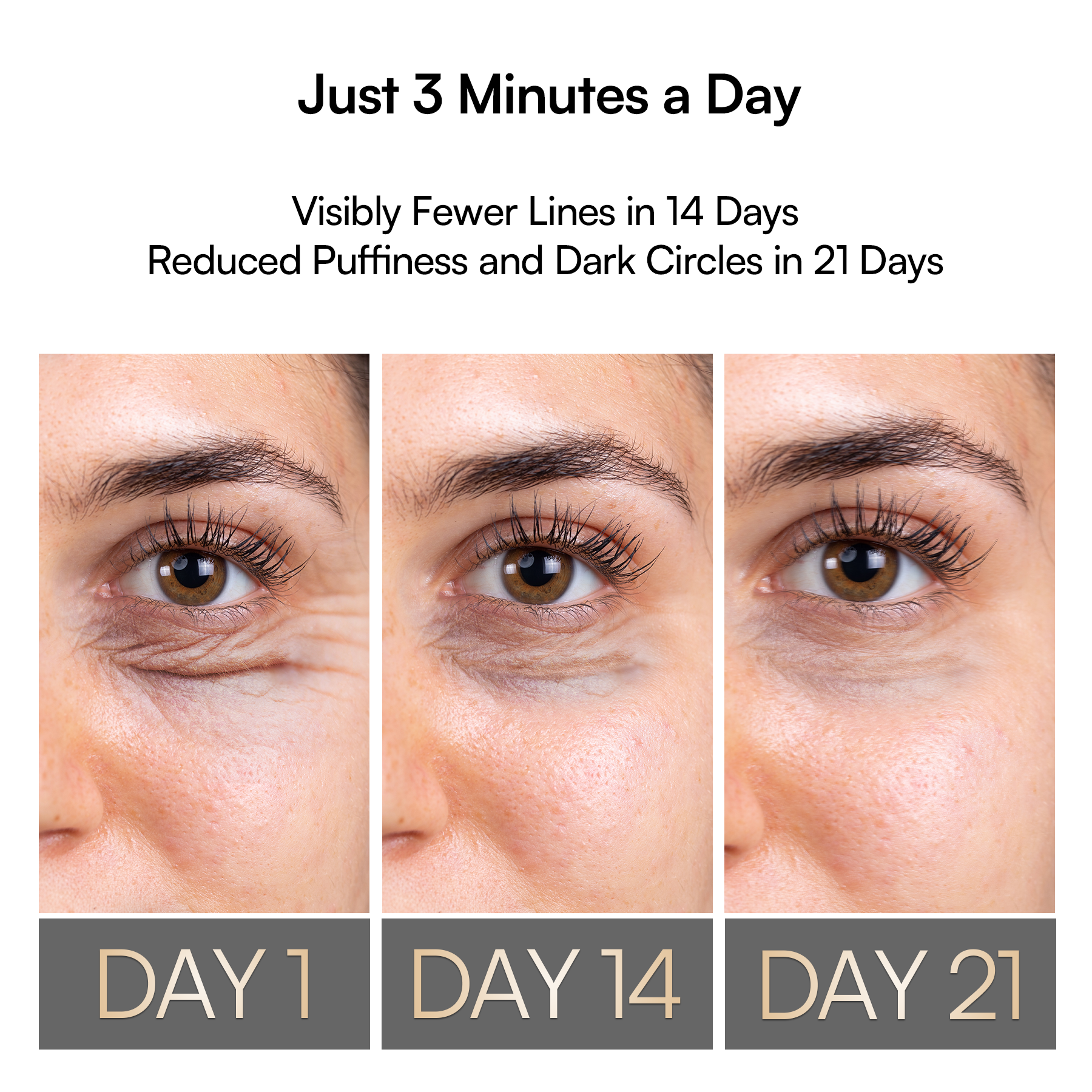 INIA LUMIN Eye: Reduces wrinkles, puffiness. Day 1, 14, 21 results. Anti-aging skincare device.