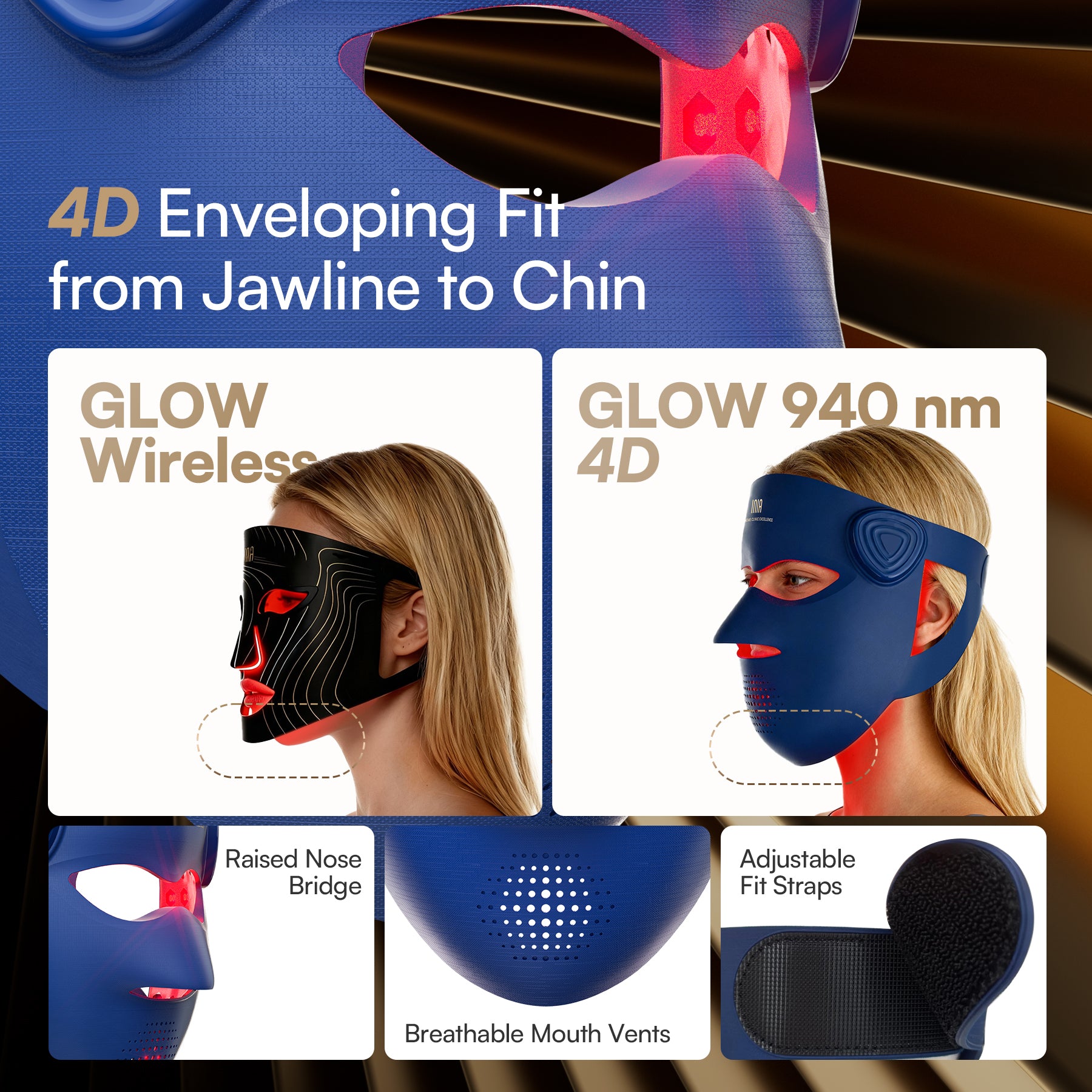 INIA GLOW 4D 940nm Dual NIR Wireless LED Mask