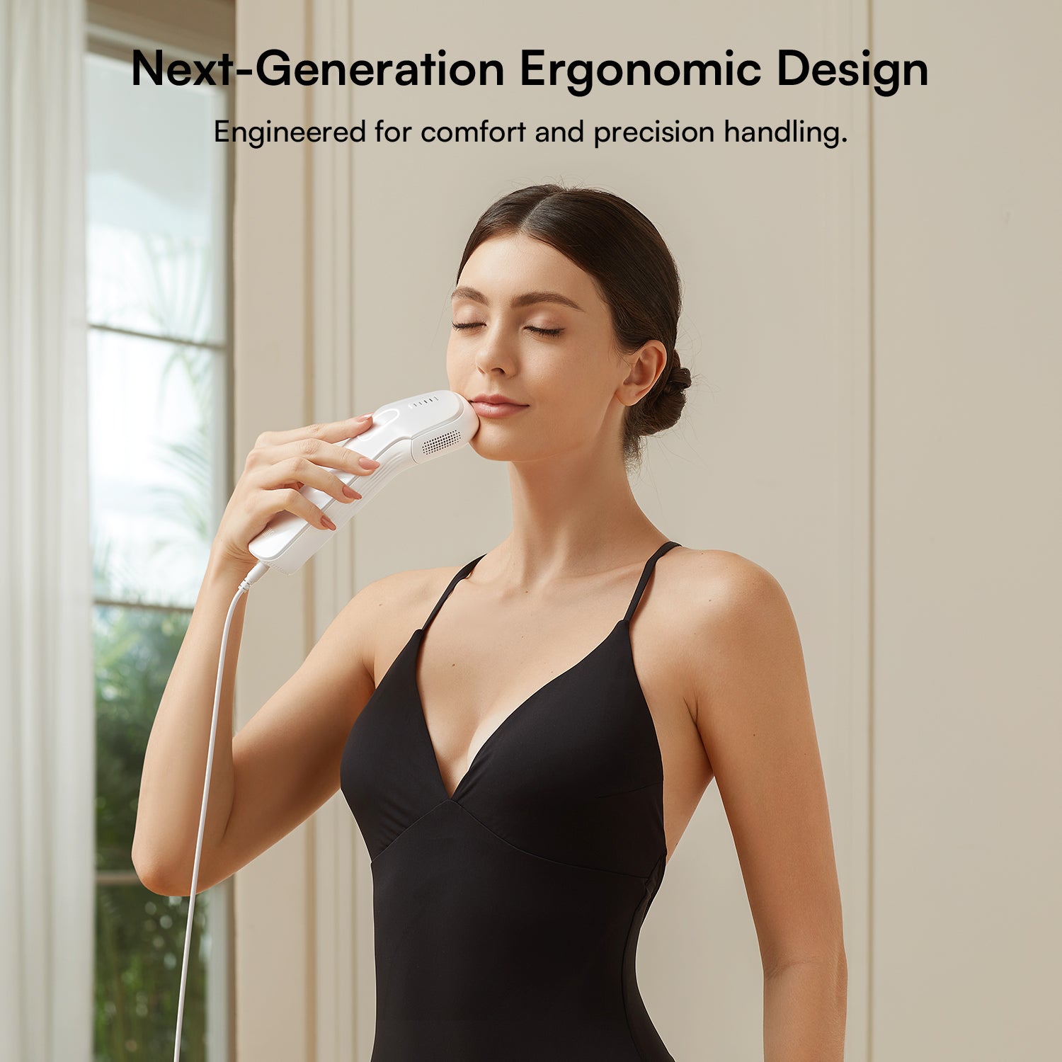 INIA HAUTE Pro hair removal device, ergonomic design, for face, red light hair removal.