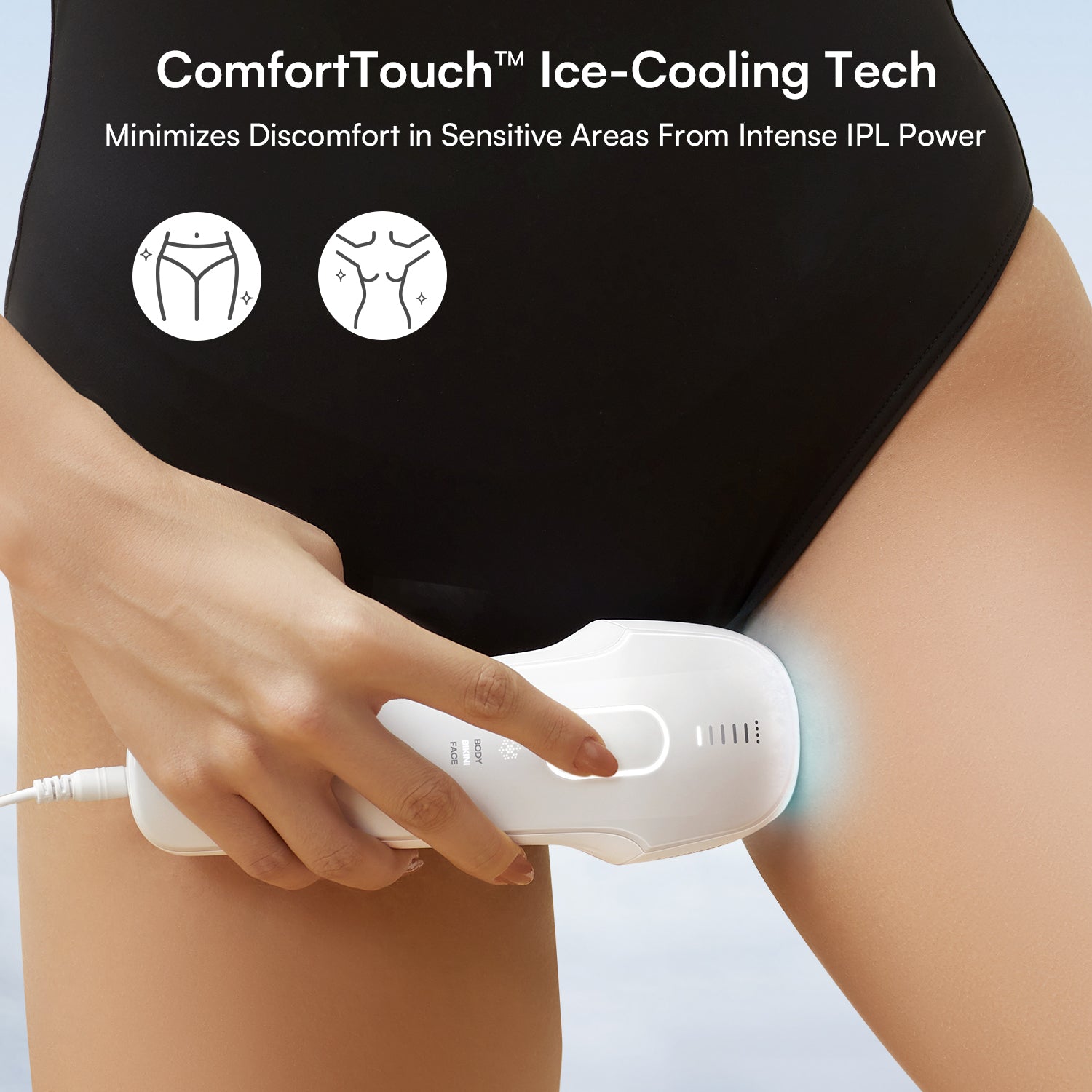 INIA HAUTE Pro hair removal device, ComfortTouch Ice-Cooling for face, body, bikini hair removal.
