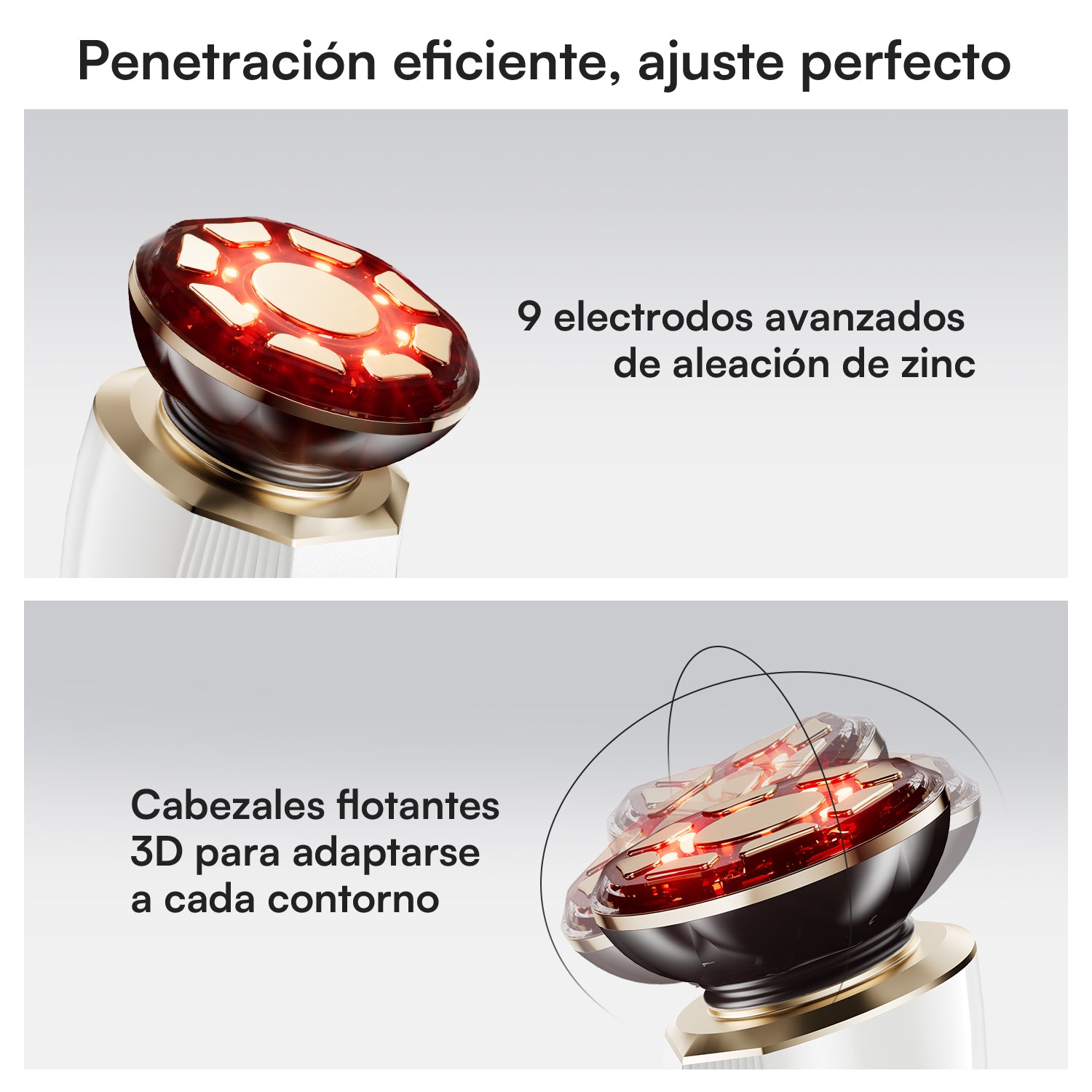 INIA FLARE Microcurrent Device: 3D floating heads and zinc alloy electrodes for facial care.