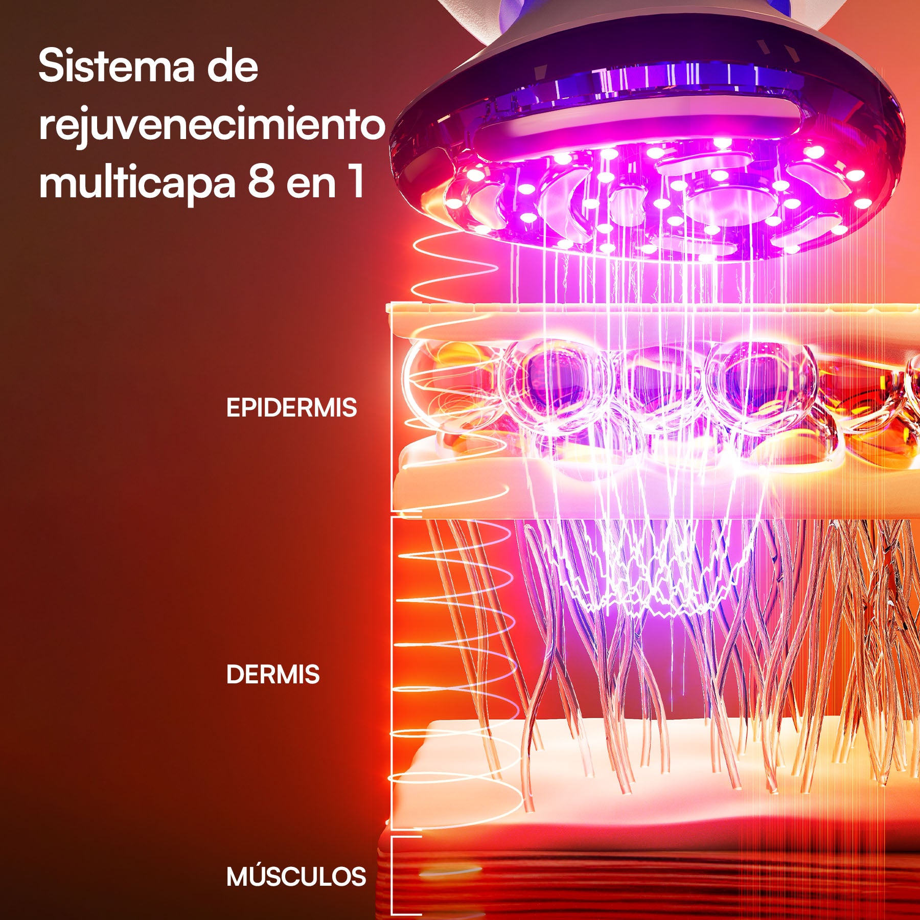 INIA SPHERA Dispositivo de rejuvenecimiento con RF, EMS y LED de grado clínico para uso en casa