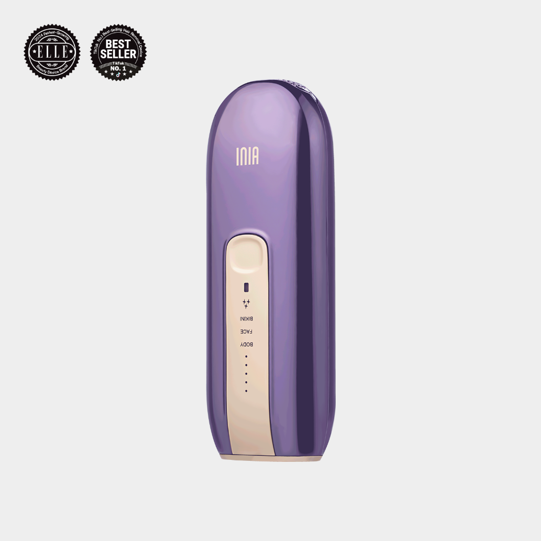 INIA FOND IPL hair removal device, purple, for bikini, body, and face; best seller and FDA-cleared.