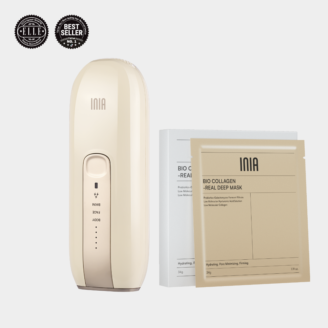 INIA IPL Hair Removal Device with Bio Collagen Real Deep Mask - Home hair removal solution