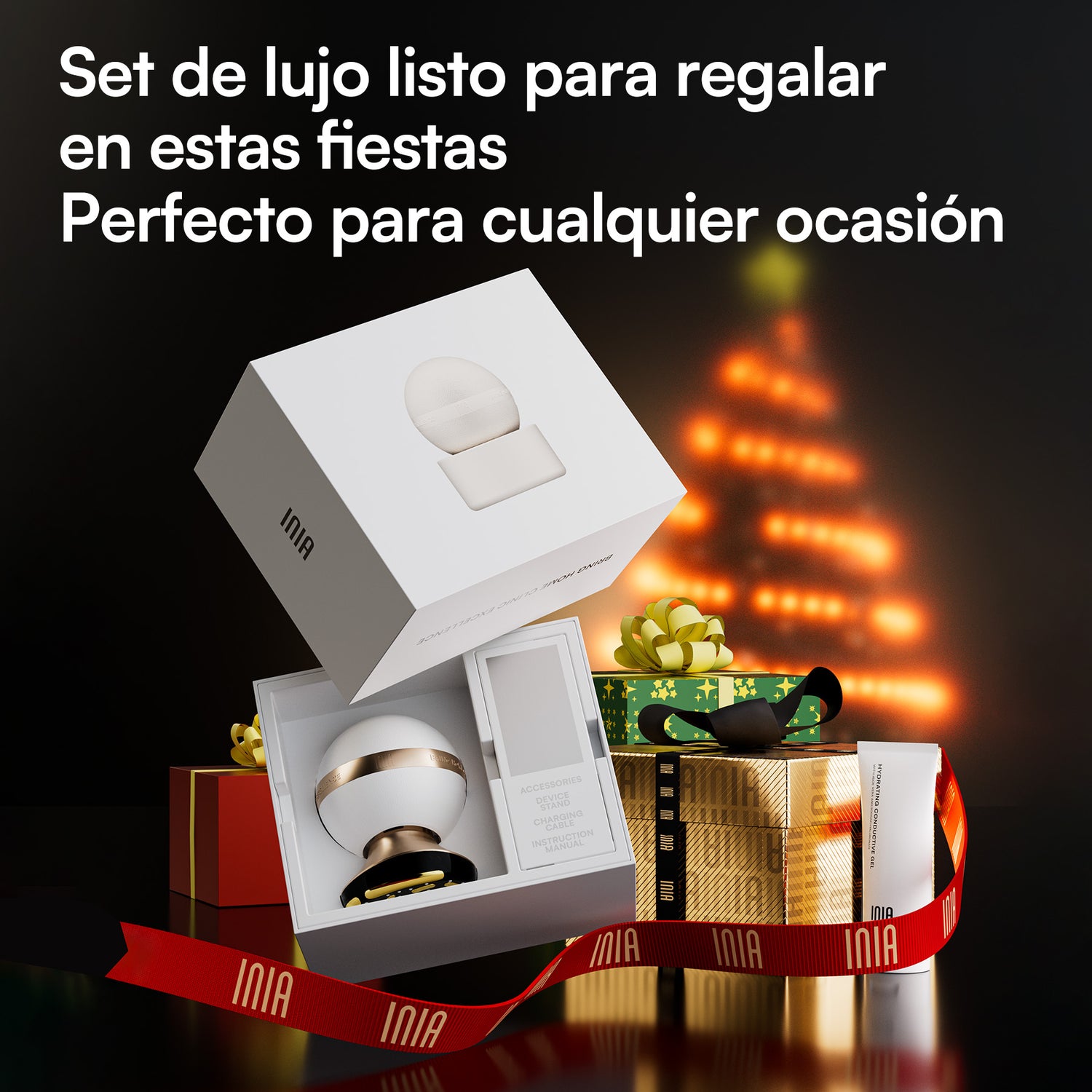INIA SPHERA Dispositivo de rejuvenecimiento con RF, EMS y LED de grado clínico para uso en casa