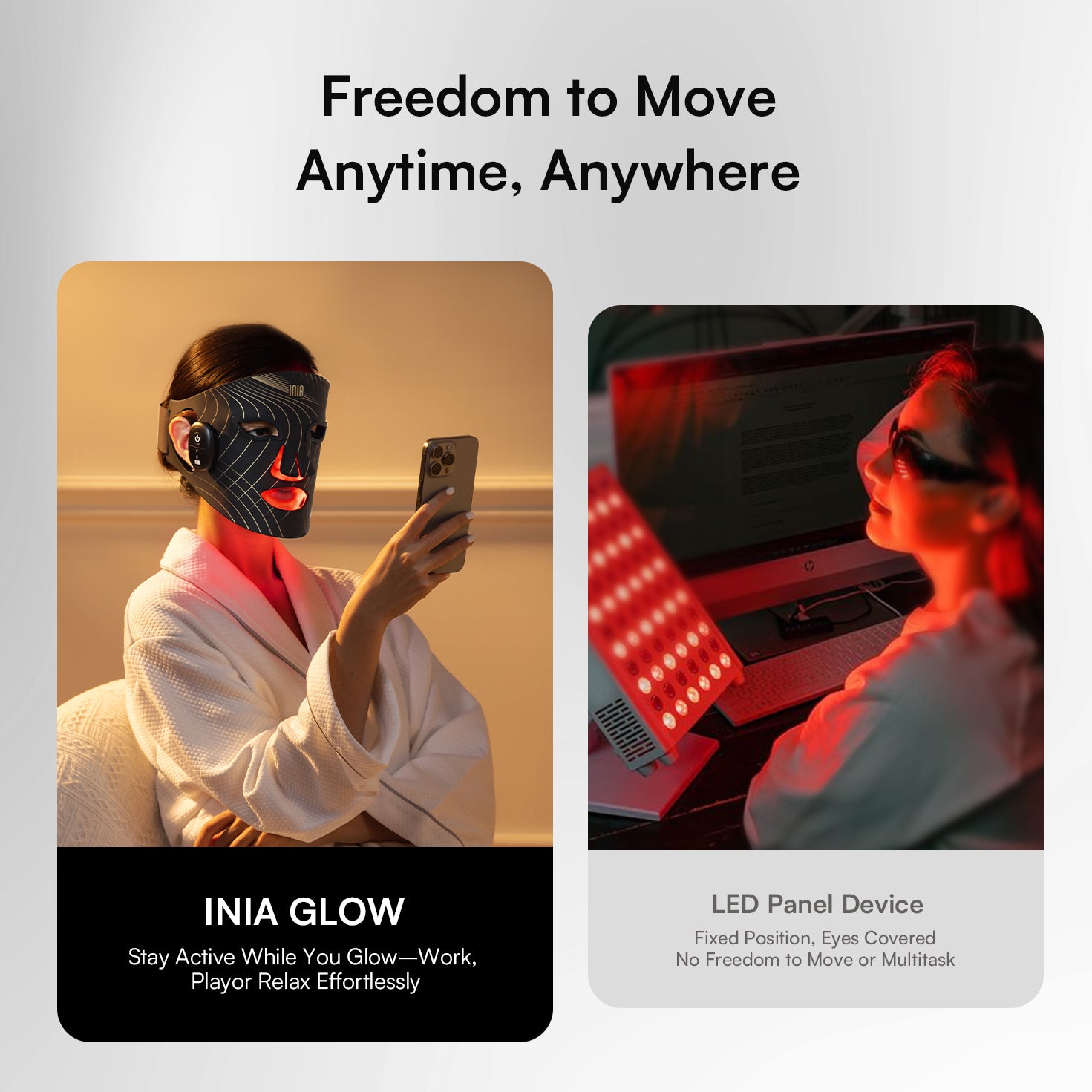 INIA GLOW Wireless Red Light Therapy Mask