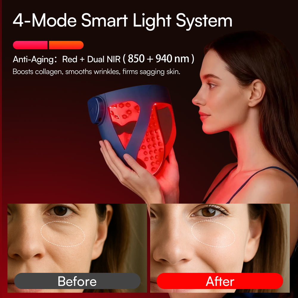 INIA GLOW 4D dual NIR wireless LED face mask, rechargeable design
