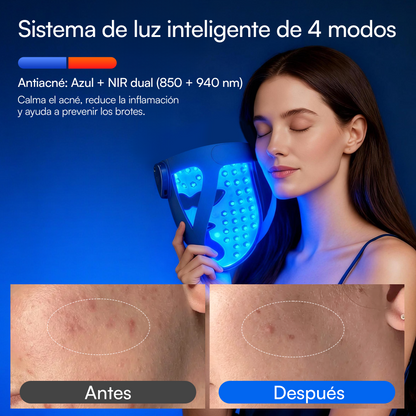 INIA GLOW 4D Máscara Led Inalámbrica de 940 nm con Doble Infrarrojo Cercano