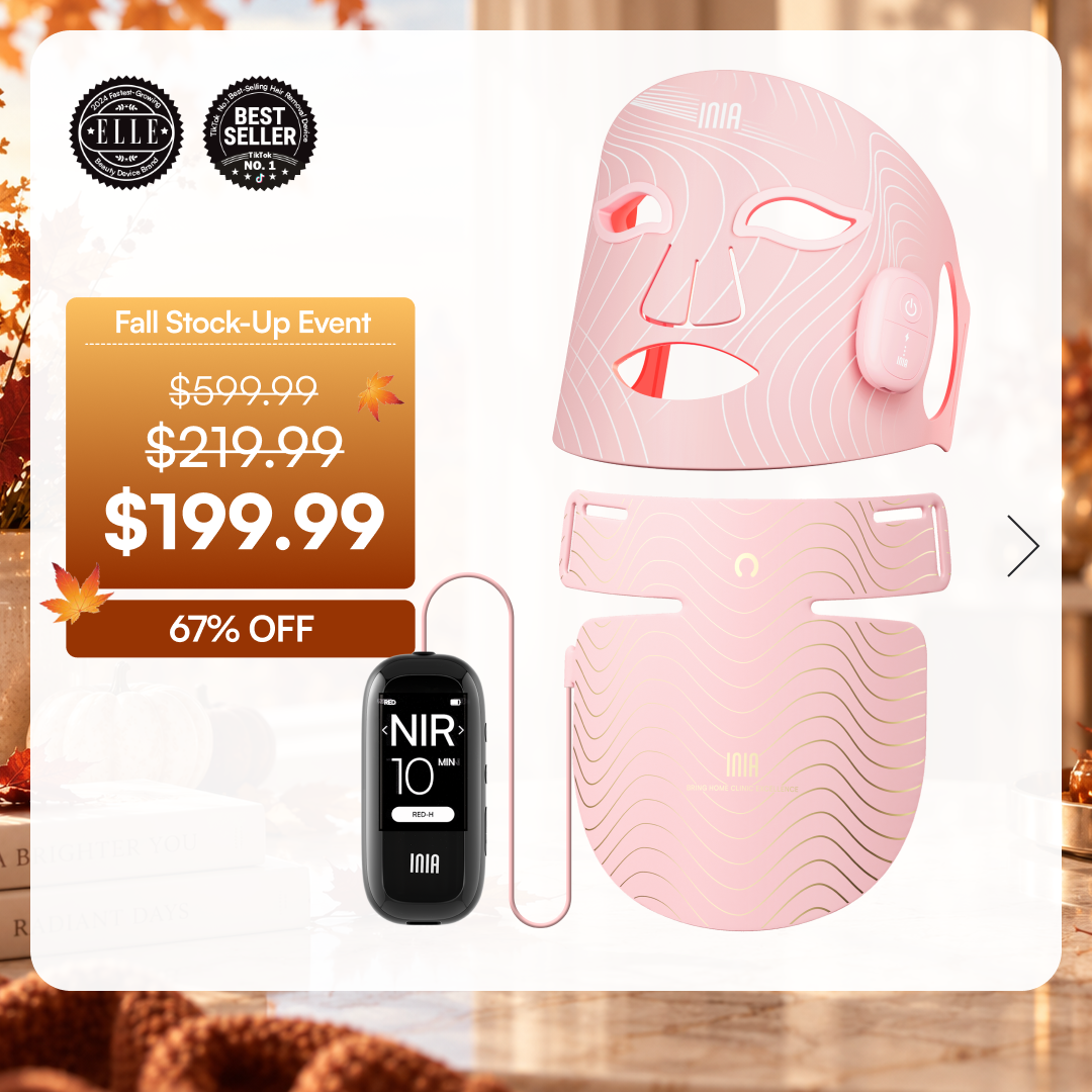 INIA Red Light Therapy Set for Face, Neck, and Chest