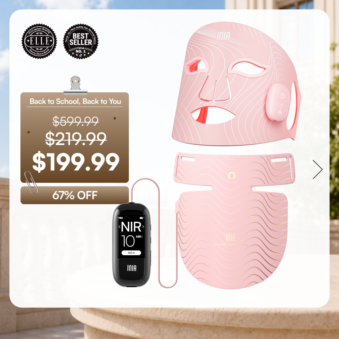 INIA Red Light Therapy Set for Face, Neck, and Chest