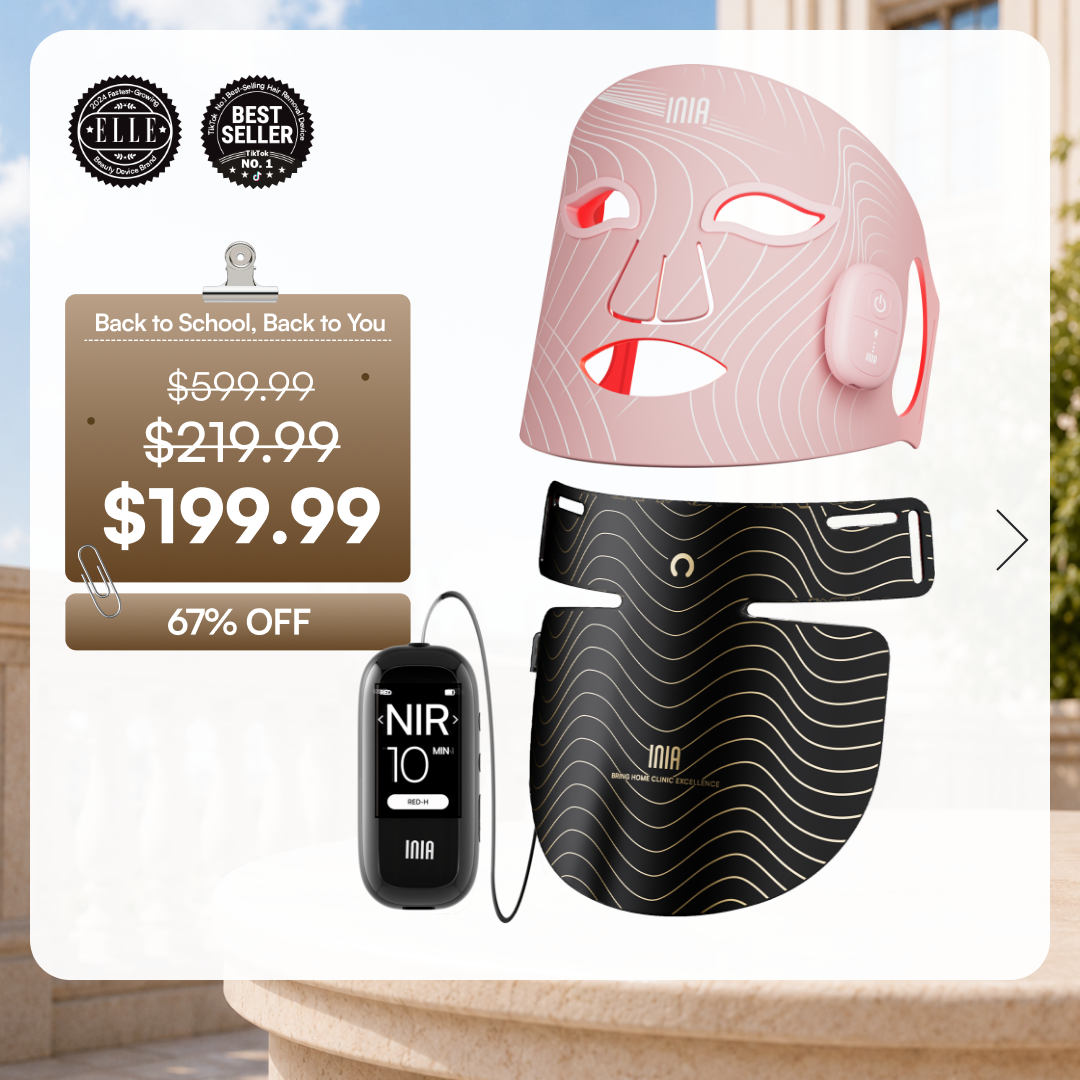 INIA Red Light Therapy Set for Face, Neck, and Chest