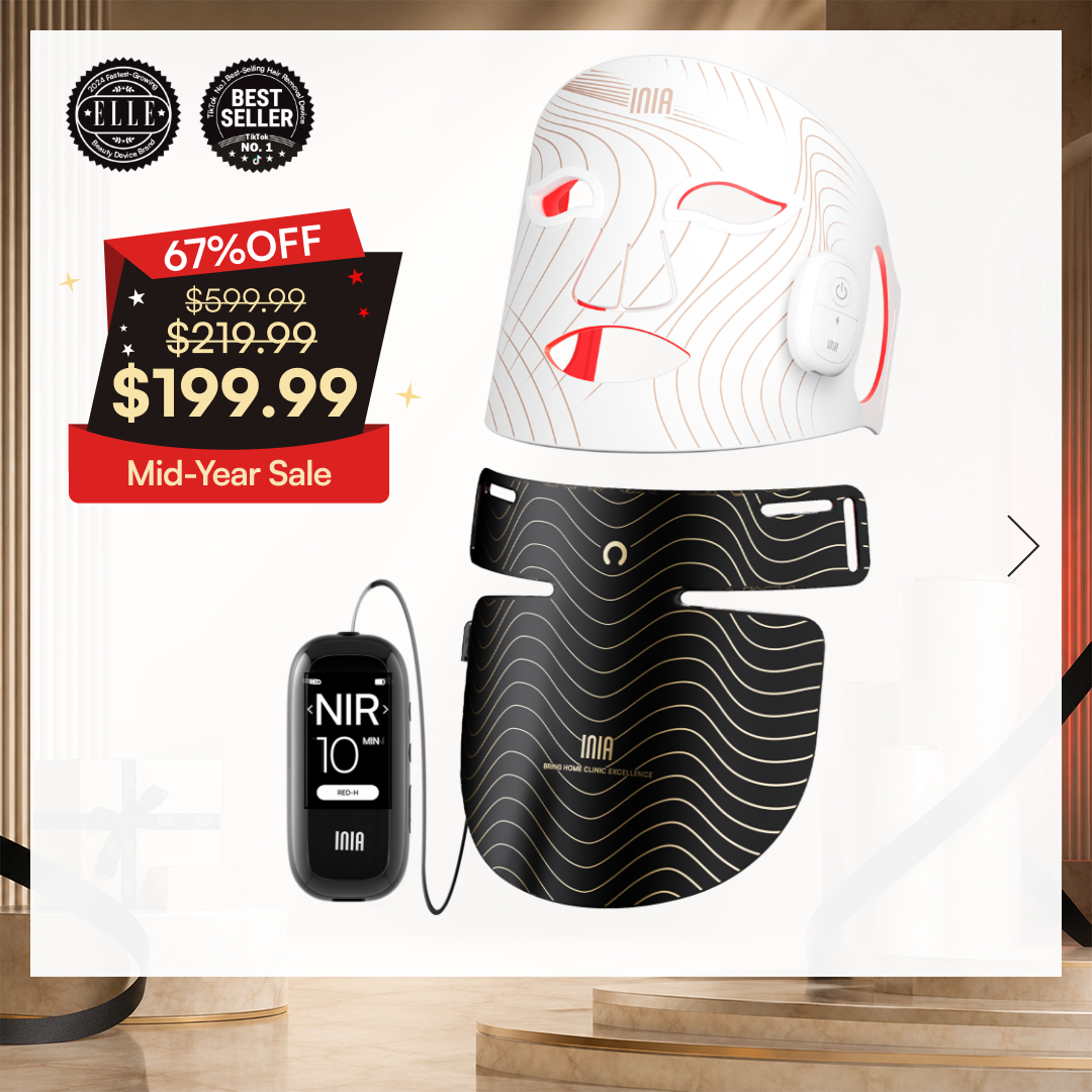 INIA Red Light Therapy Set for Face, Neck, and Chest