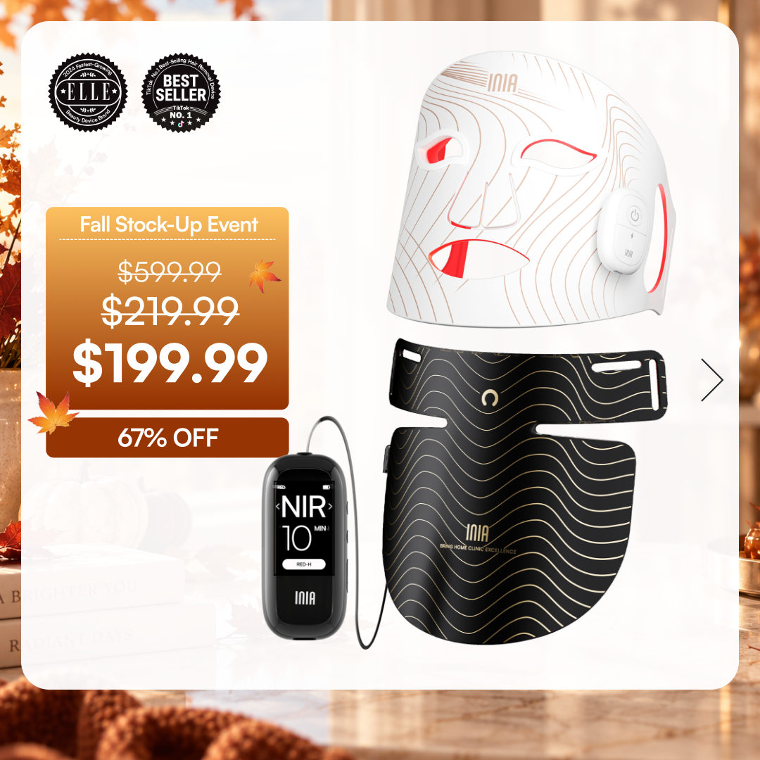 INIA Red Light Therapy Set for Face, Neck, and Chest