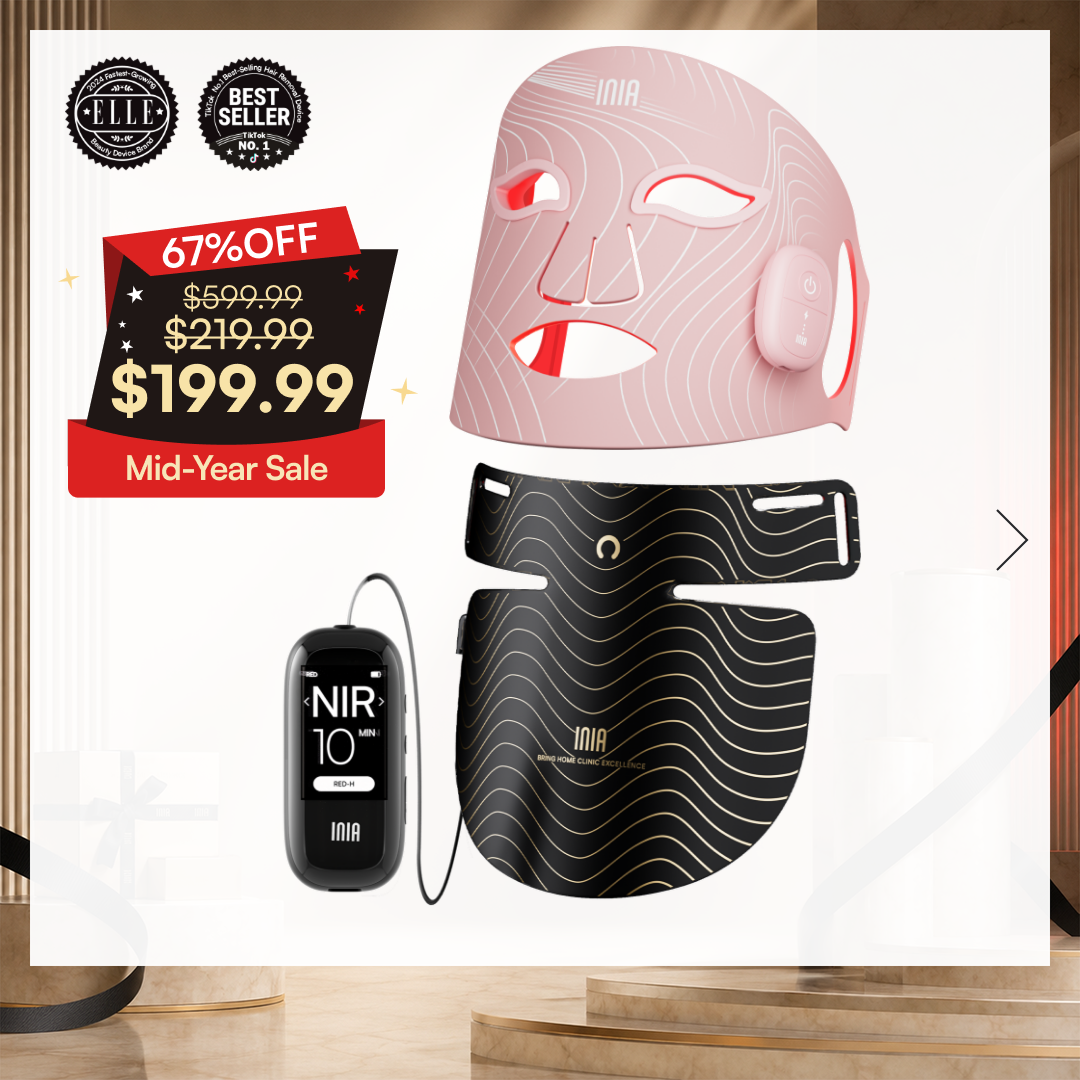 INIA Red Light Therapy Set for Face, Neck, and Chest
