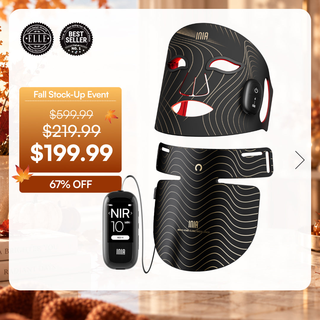 INIA Red Light Therapy Set for Face, Neck, and Chest