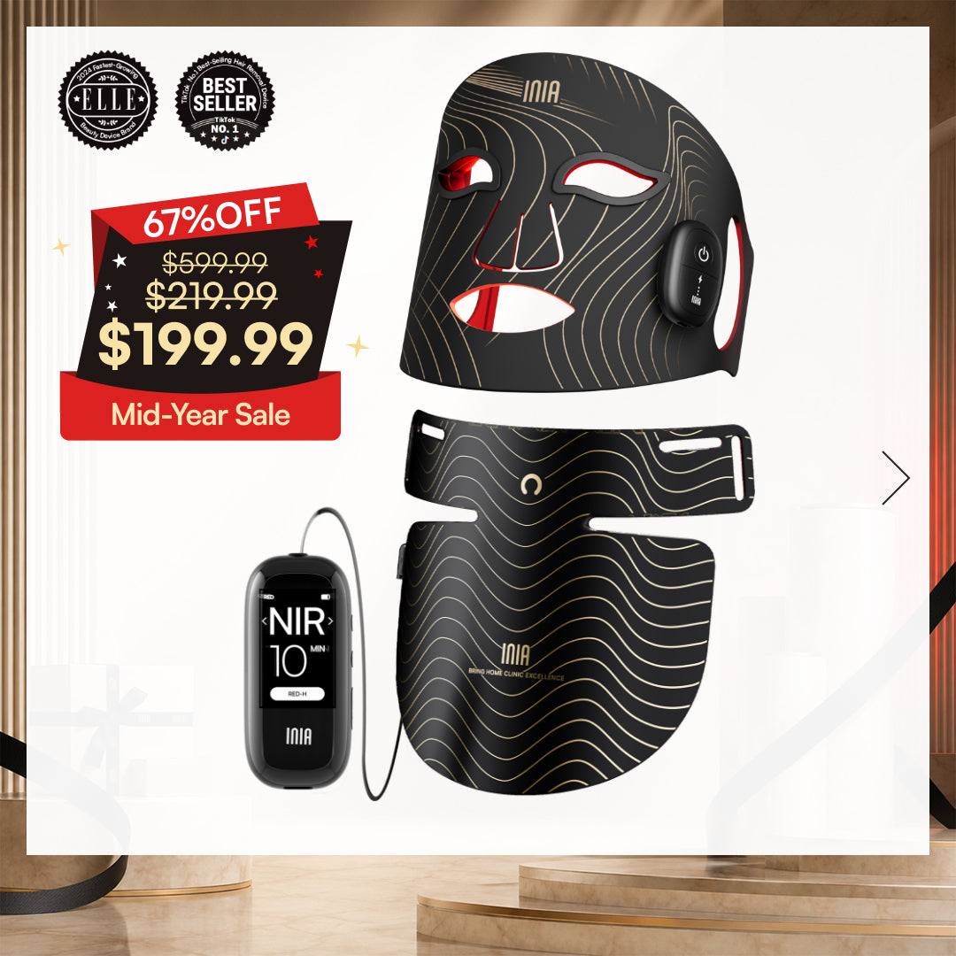 INIA Red Light Therapy Set for Face, Neck, and Chest