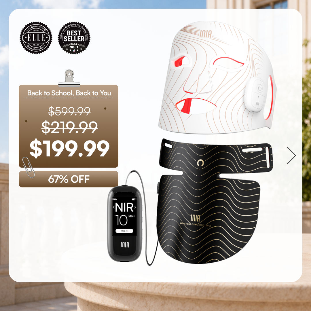 INIA Red Light Therapy Set for Face, Neck, and Chest
